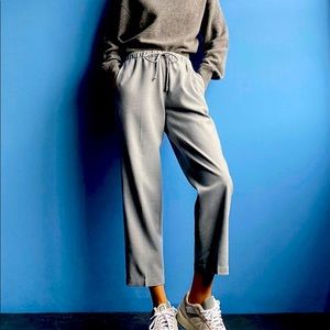 Cropped drawstring trousers light grey